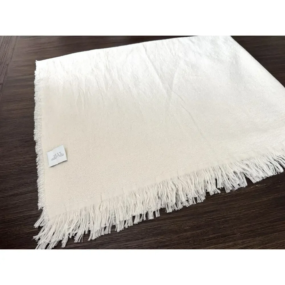 Zest Cream Throw Blanket Lightweight Neutral Soft Woven Yoga Travel Car